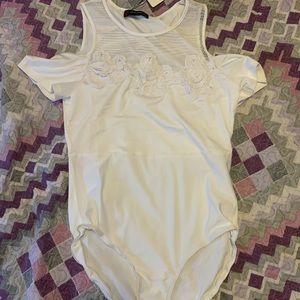 White part flowered/mesh bodysuit